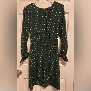H&M Dark Green Polka Dot Long Sleeve Dress